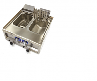 Preview: Commercial Grade Fritteuse 2 x 10L - Elektrisch - 60 x 60 cm mit Wasserhahn